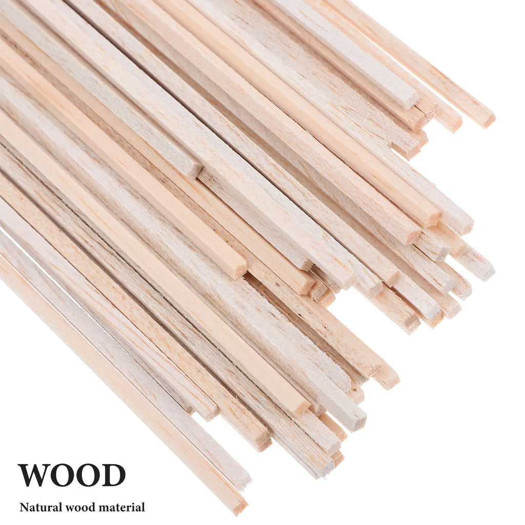 50pcs Balsa Wood Sticks 30Cm Square Wooden Dowel Rods Unfinished Natural Craft Supplies For Diy Models Woodworking Projects