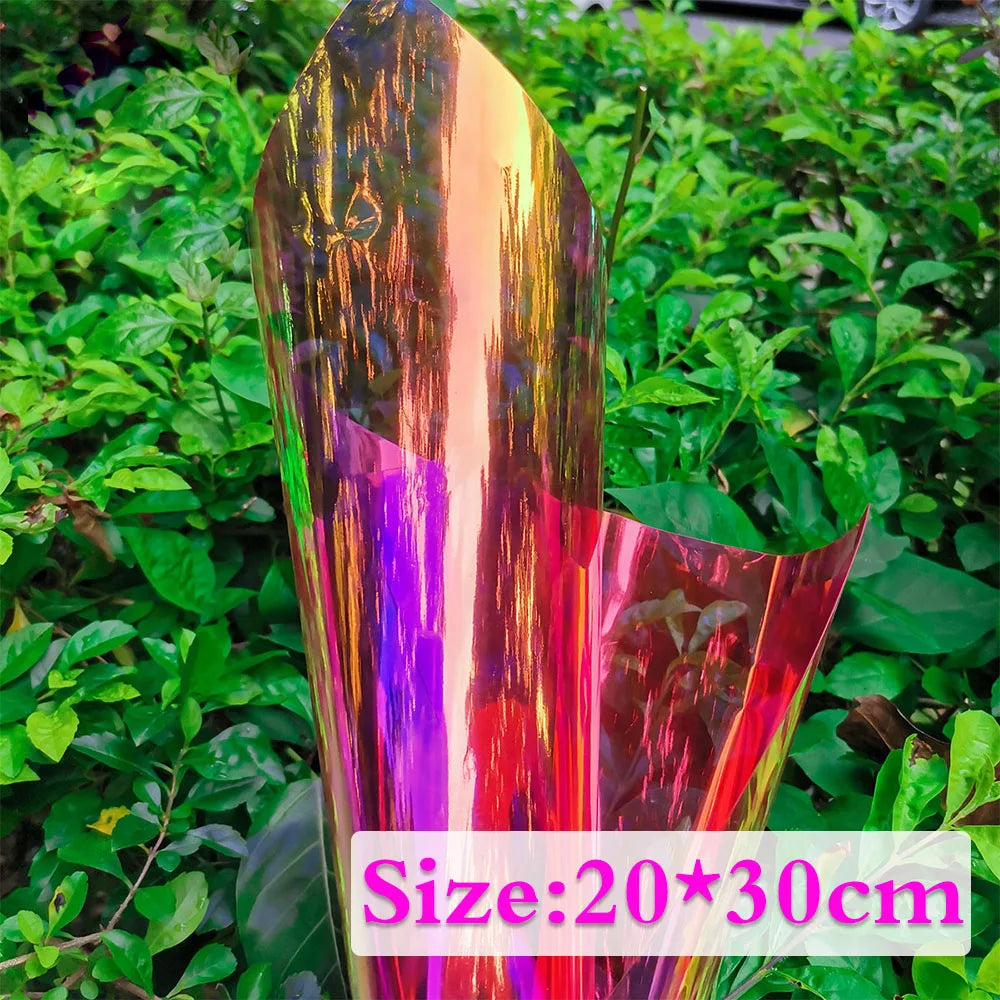 A4 Multicolor Iridescent Holographic Clear Transparent PVC Fabric Leatherette Laser Rainbow Film Vinyl Craft Bag Earring DIY Bow