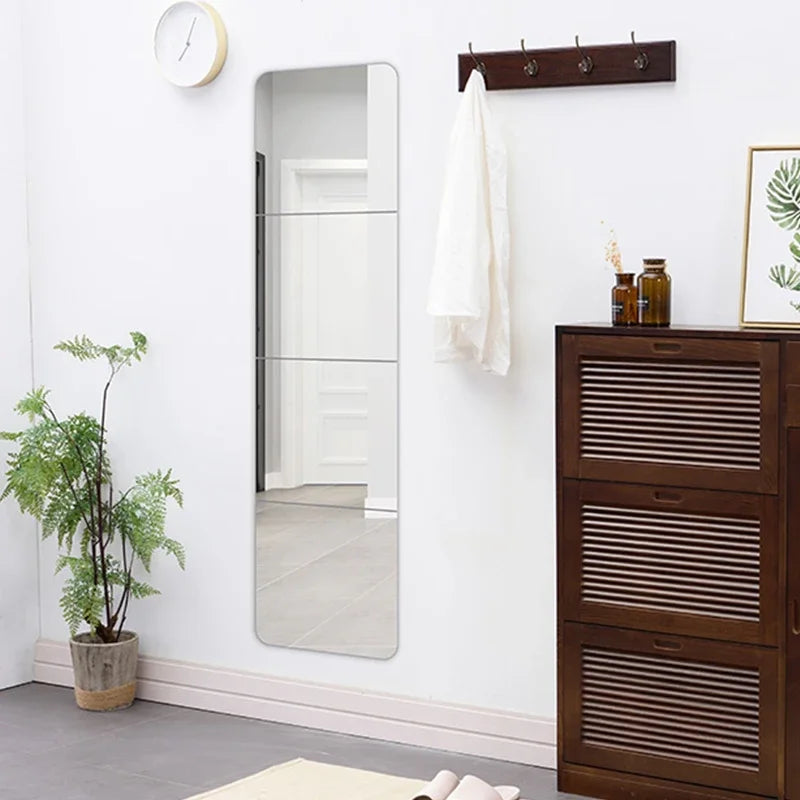 3D Mirror Wall Sticker DIY Square Acrylic Decal 2mm Full Body Wall Mirror Stickers for Bedroom Living Room Home Decor 2/4pcs