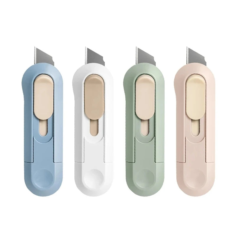 4 Colors Portable Mini Paper Cutting Box Opener Pocket Portable Small Paper Cutting Knife Wallpaper Knife Stationery Unboxing