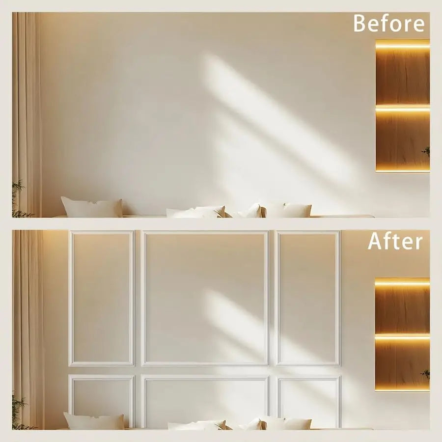 Set Peel and Stick Wall Molding Kit,Premade Self Adhesive Wainscoting Panels,Ready to Assemble Accent Molding Trim for Interior