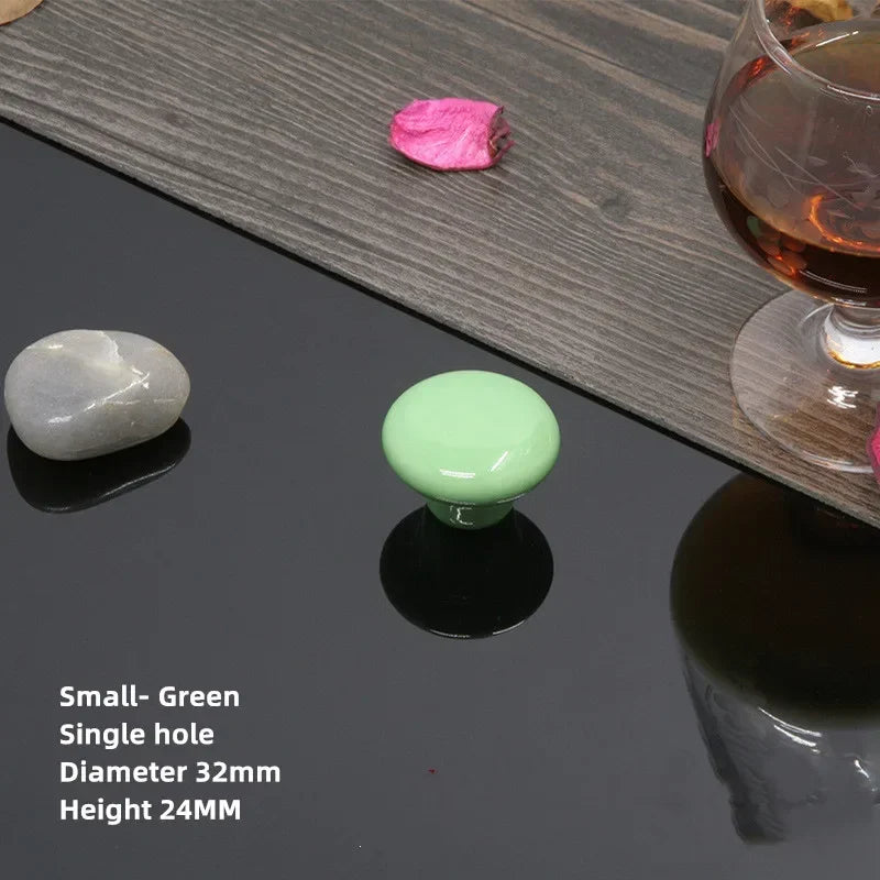 Colorful Ceramic Door Handles Round Cabinet Knobs Cupboard Drawer Wardrobe Pull Knob Furniture Candy Color Accessories