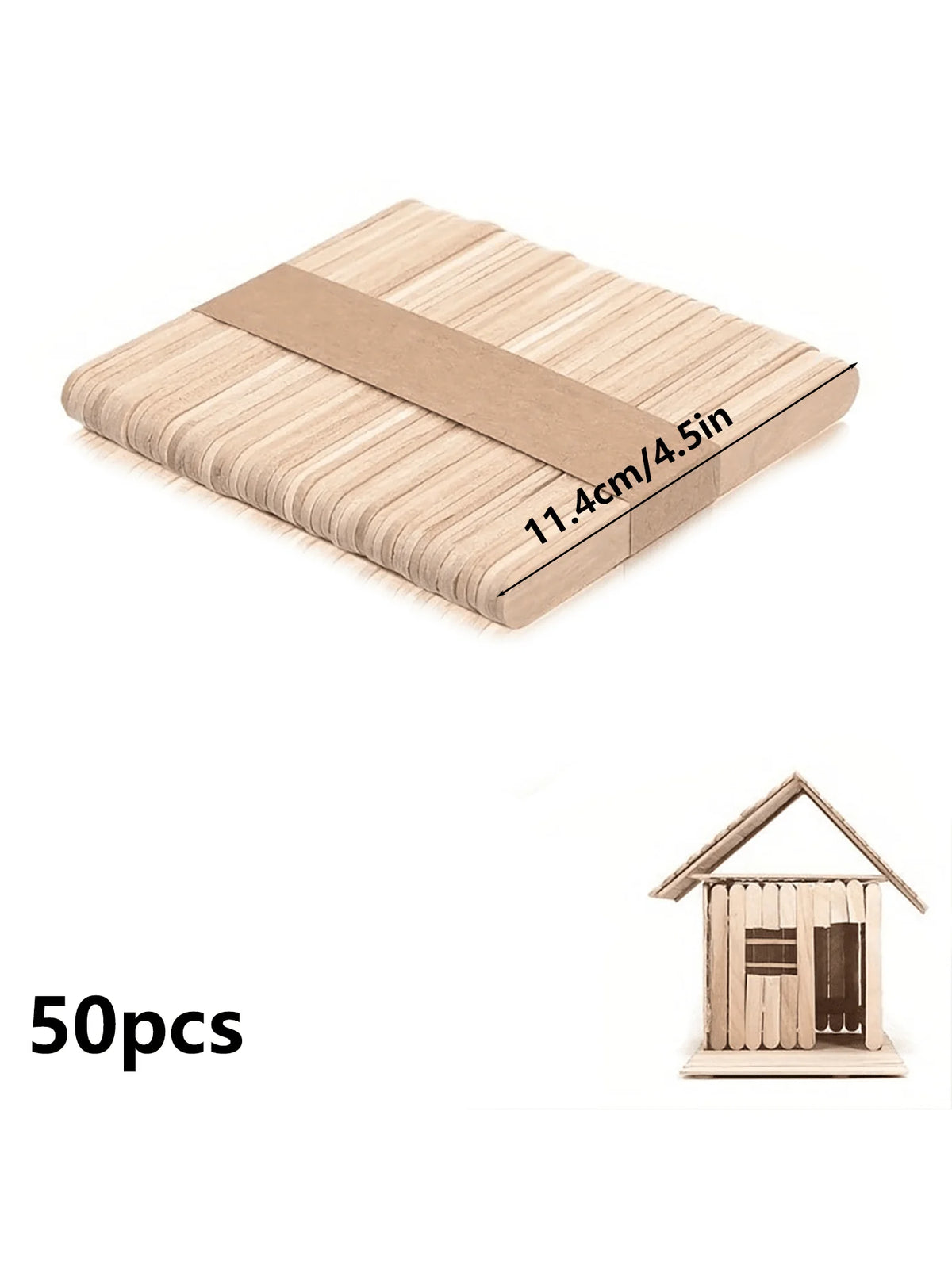 50/100/200 Pieces 11.4cm/4.5 inch Small Wooden Craft Sticks - Multi-purpose wooden sticks for DIY projects and waxing