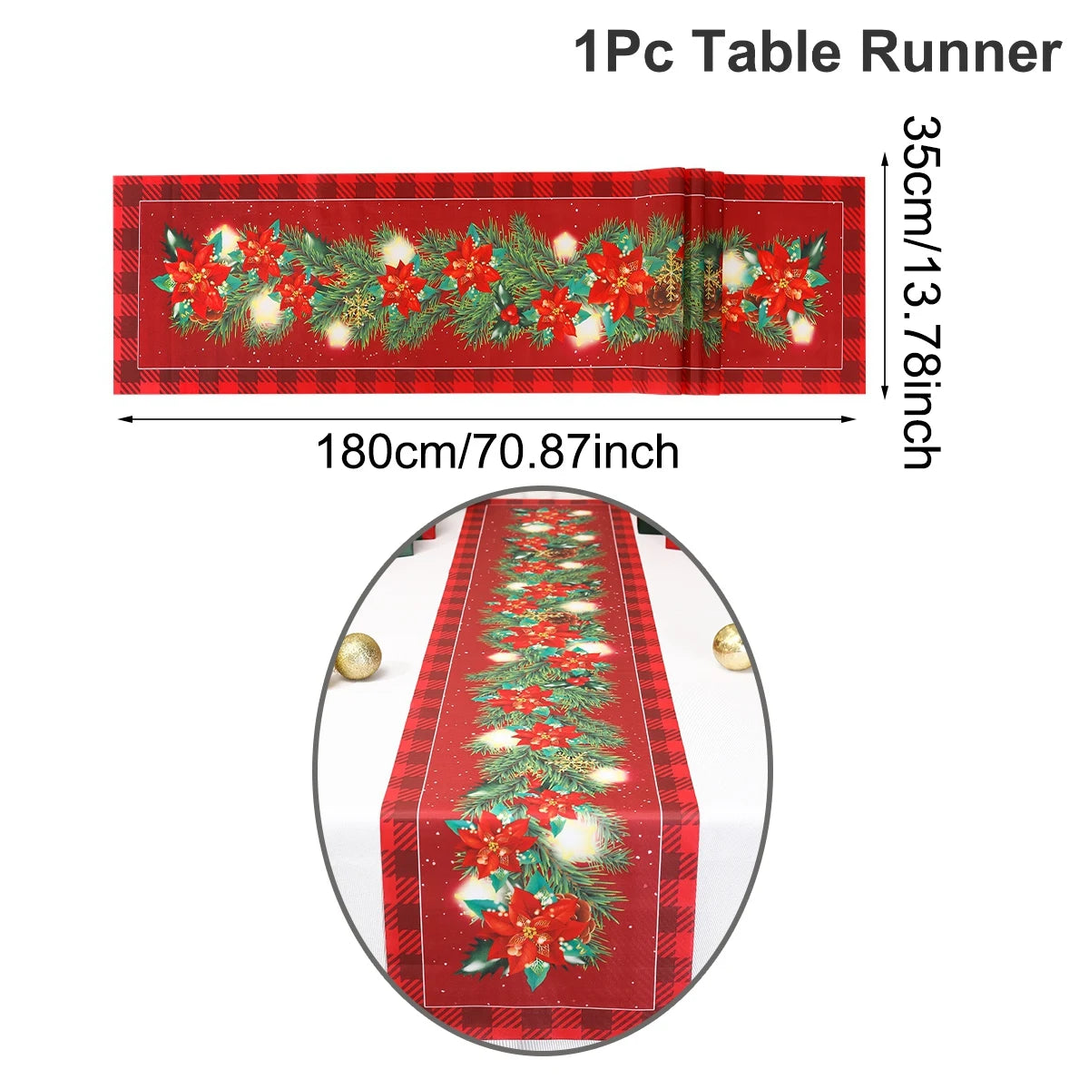 Christmas Poinsettia Table Runner Merry Christmas Decoration for Home 2025 Xmas Navidad Notal Noel Tablecloth New Year 2026 Gift