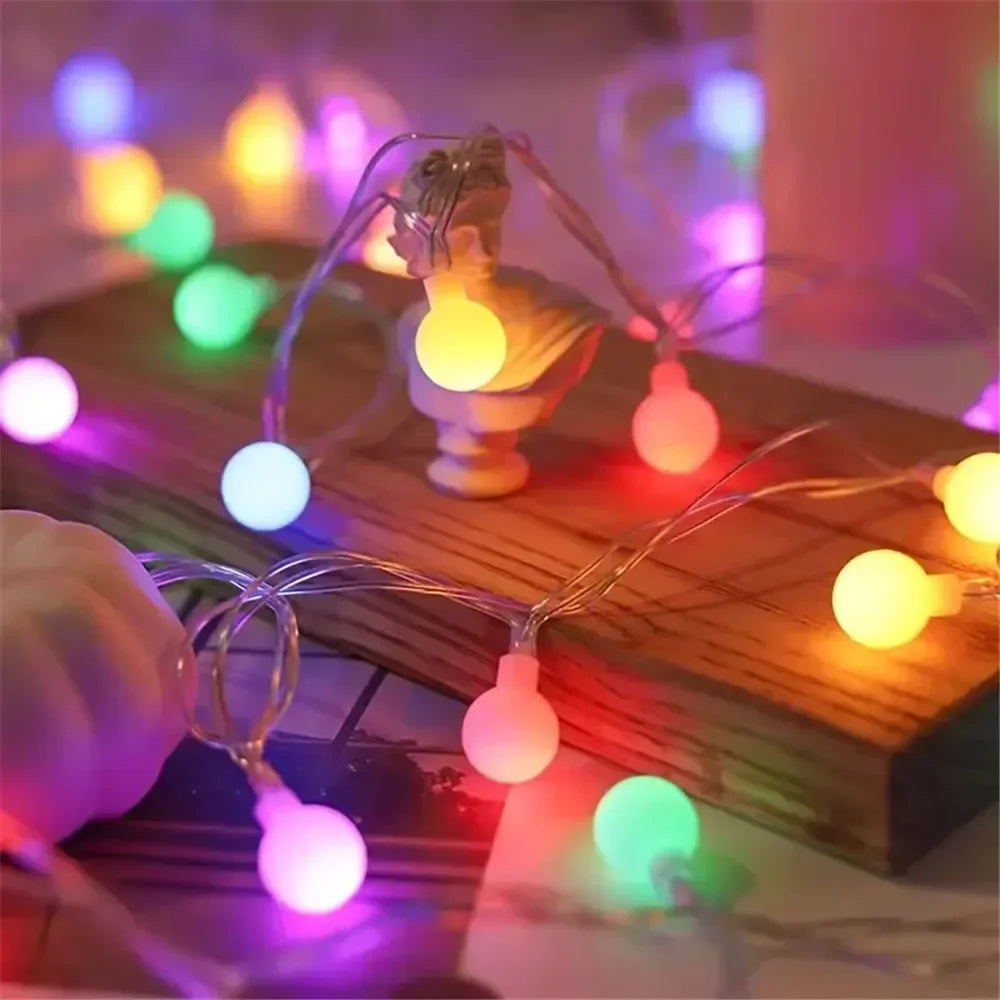 Ball LED String Lights Outdoor Ball Chain Lights Garland Lights Bulb Fairy Lights Party Home Wedding Garden Christmas Decoration