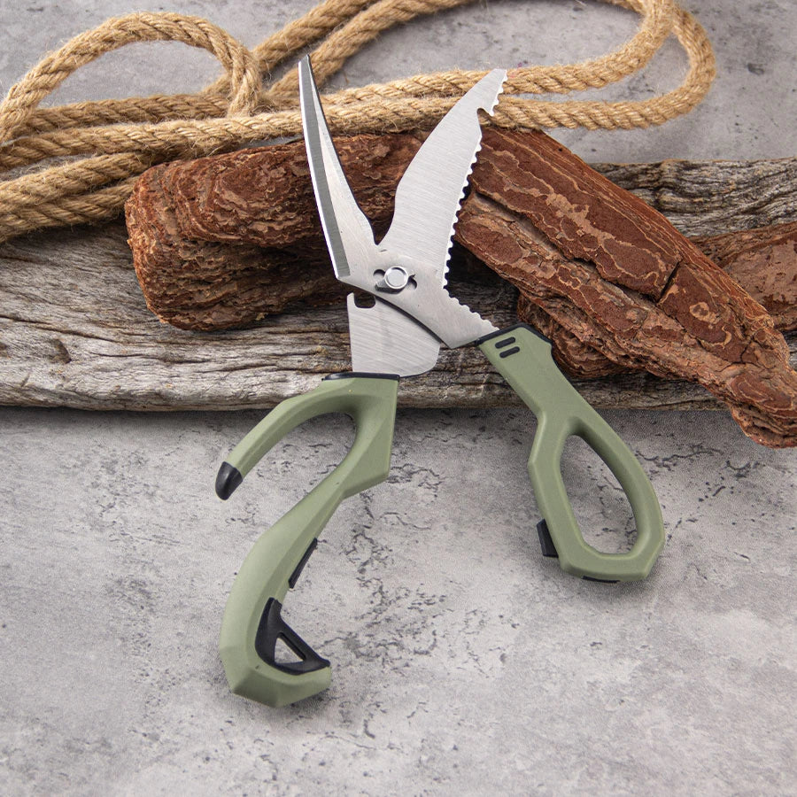 Multifunctional stainless steel detachable kitchen scissors, fishing scissors with fish bone remover, non-slip handle