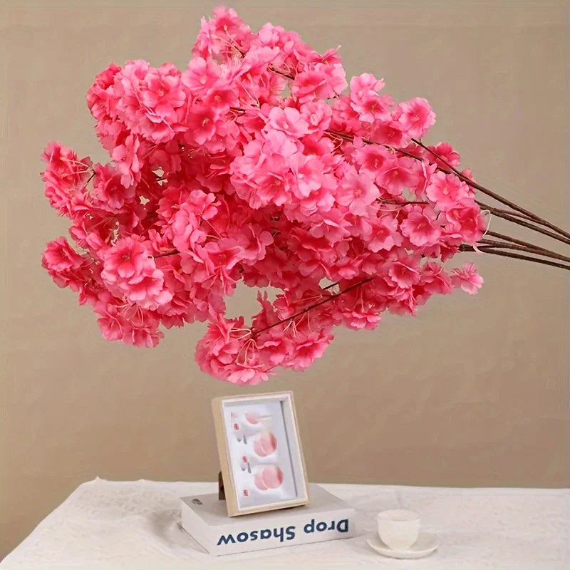 Artificial Cherry Blossom Pink White Cherry Tree Silk Flower Spring Cherry DIY Bonsai Arch Wedding Props Home Decoration
