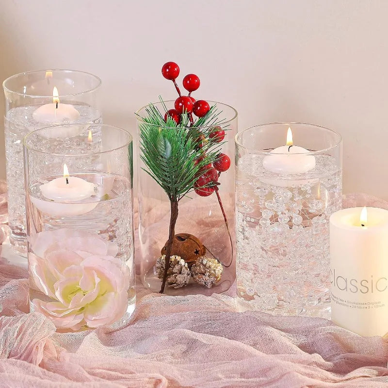 2PCS acrylic cylindrical transparent vase, home decoration, suitable for desks, offices, wedding center decoration
