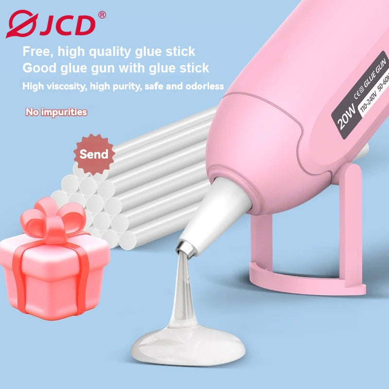 JCD 20W Hot Melt Glue Gun DIY Mini Household Industrial Guns Heat Temperature Thermo EU Electric Repair Tool Use 7mm Glue Sticks