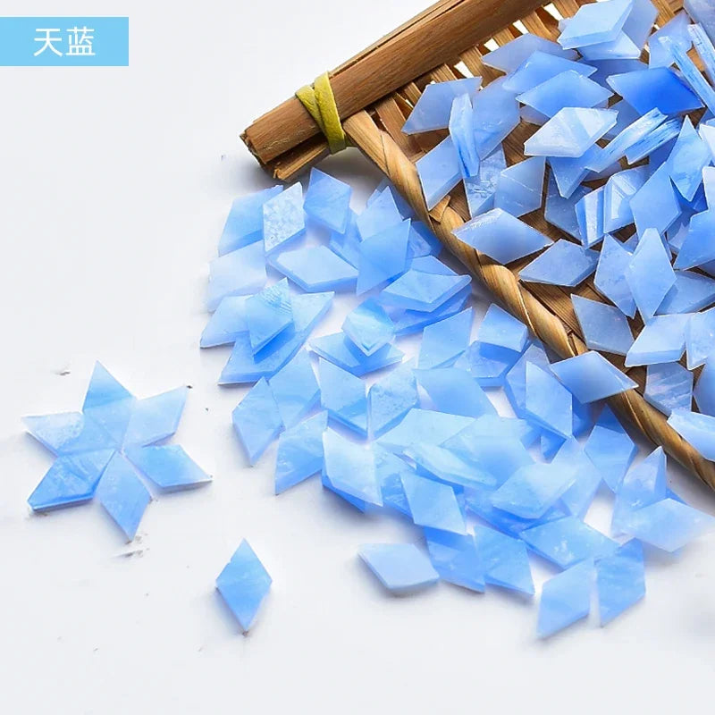 200g Diamond Shape Mosaic Mica Stained Glass Mosaic Tiles Mosaic Making Tiles for Puzzle Art DIY Craft Lamp Table Accessories