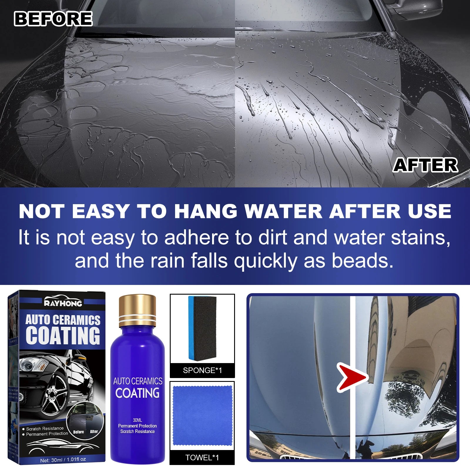 Hydrophobic Polish Coating Agent with Sponge Car Repairing Spray Dustproof Car Ceramic Coating Liquid Waterproof Car Paint Care