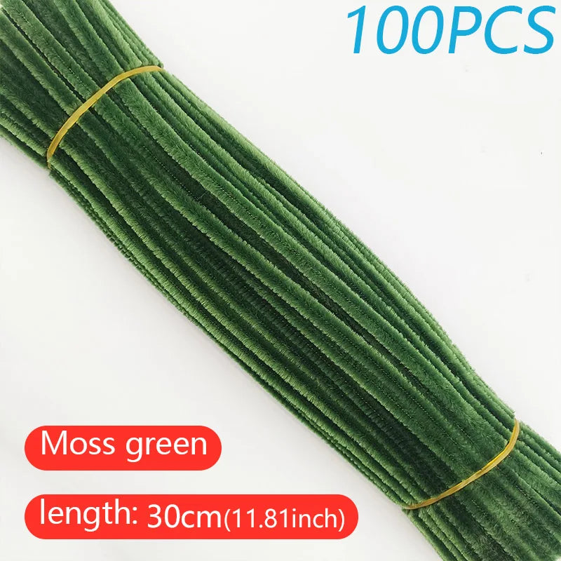 100PCS Colorful Twisted Rod DIY Handcraft Bar Wire Imaginative Wool Root Fluffy Bar Iron Wire Sticks Art Kids Educational Toys