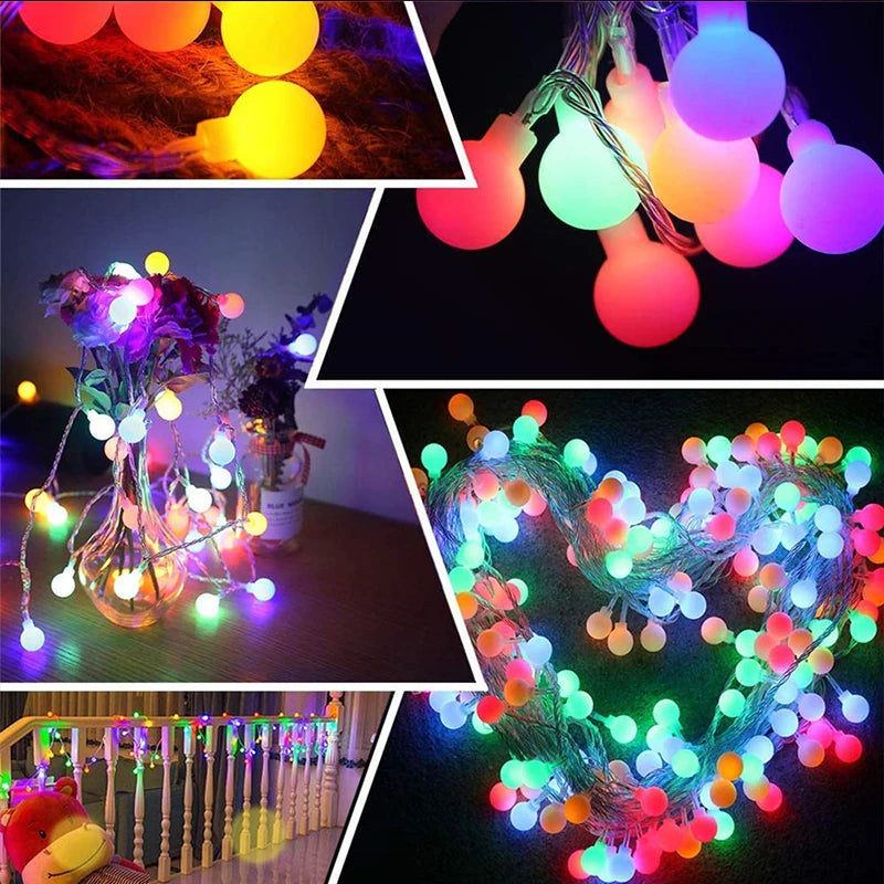 Globe String Fairy Lights usb 10m Multicoloured Festoon Lights Outdoor Colour 5V Hoilday Lighting Christmas Room Decoration