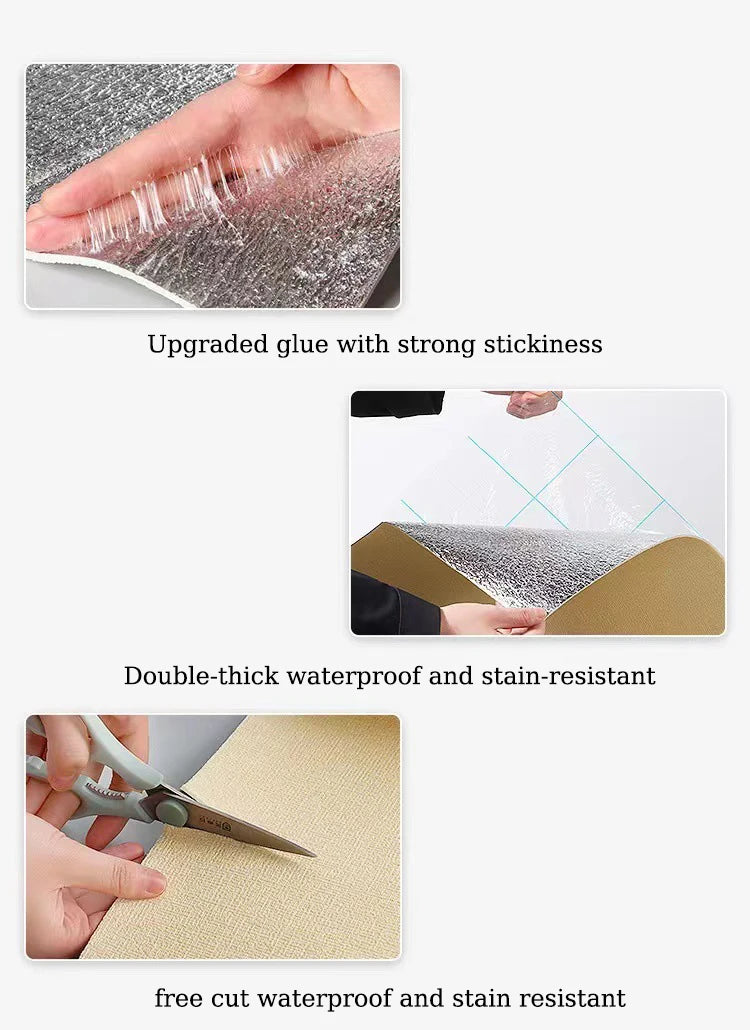 50cm linen foam 3D self-adhesive wall sticker PVC solid color thickened waterproof background wall renovation wallpaper