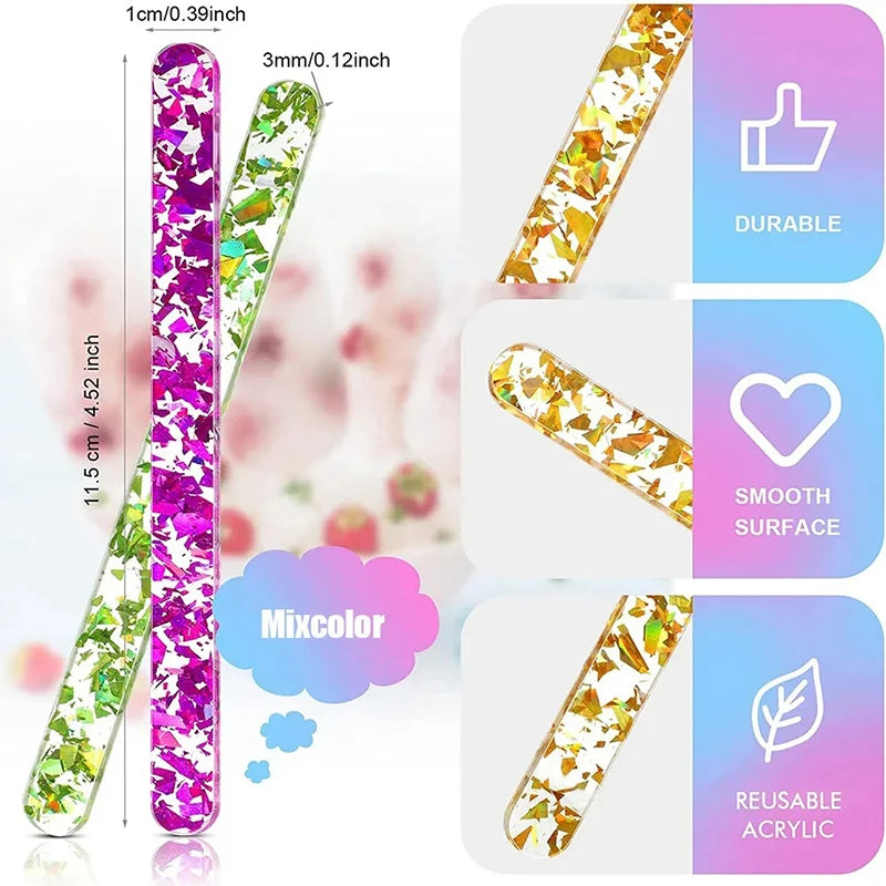 20Pcs Reusable Ice Cream Sticks Acrylic Popsicle Stick Clear Acrylic Ice Cream Sticks DIY Crafts BJL004