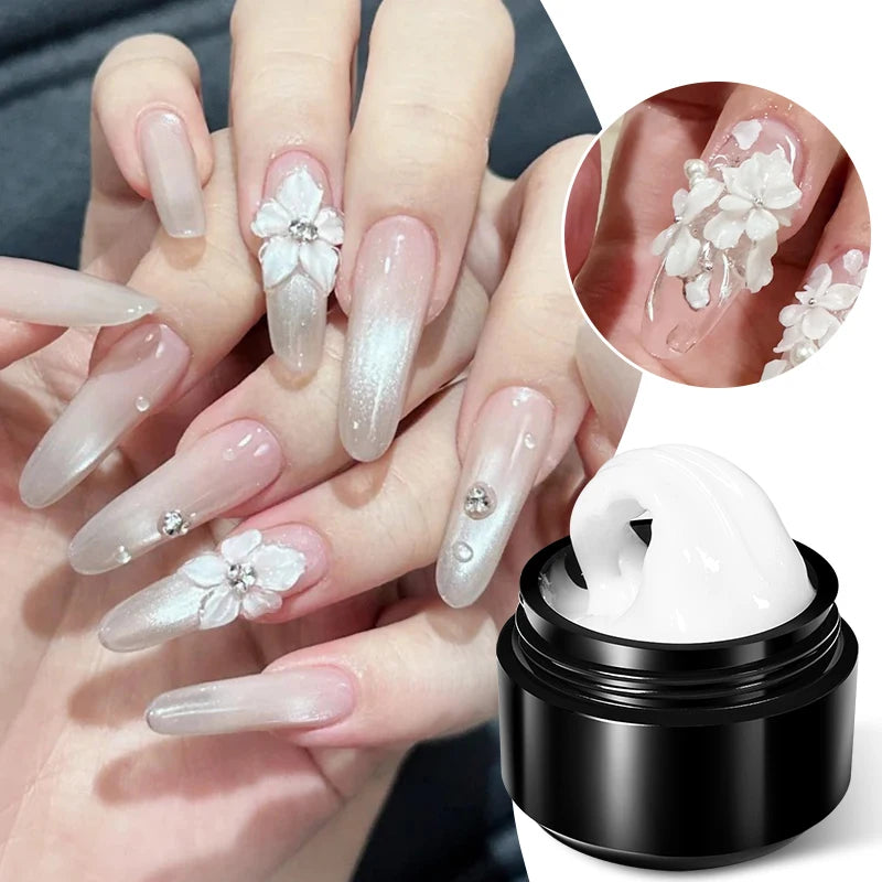 BORN PRETTY 2PCS Clear Milky White Non Stick Hand Extension Nail Gel for 3D Shaping Sculpting Carving DIY Nails at Home 15ml