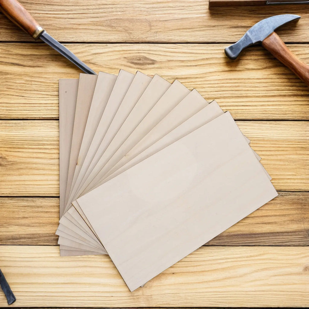 10Pcs 170x300x3mm Flat Plywood Sheets for Crafts Unfinished Blank Wood Boards Painting Carving DIY Projects Craft Wood Pieces