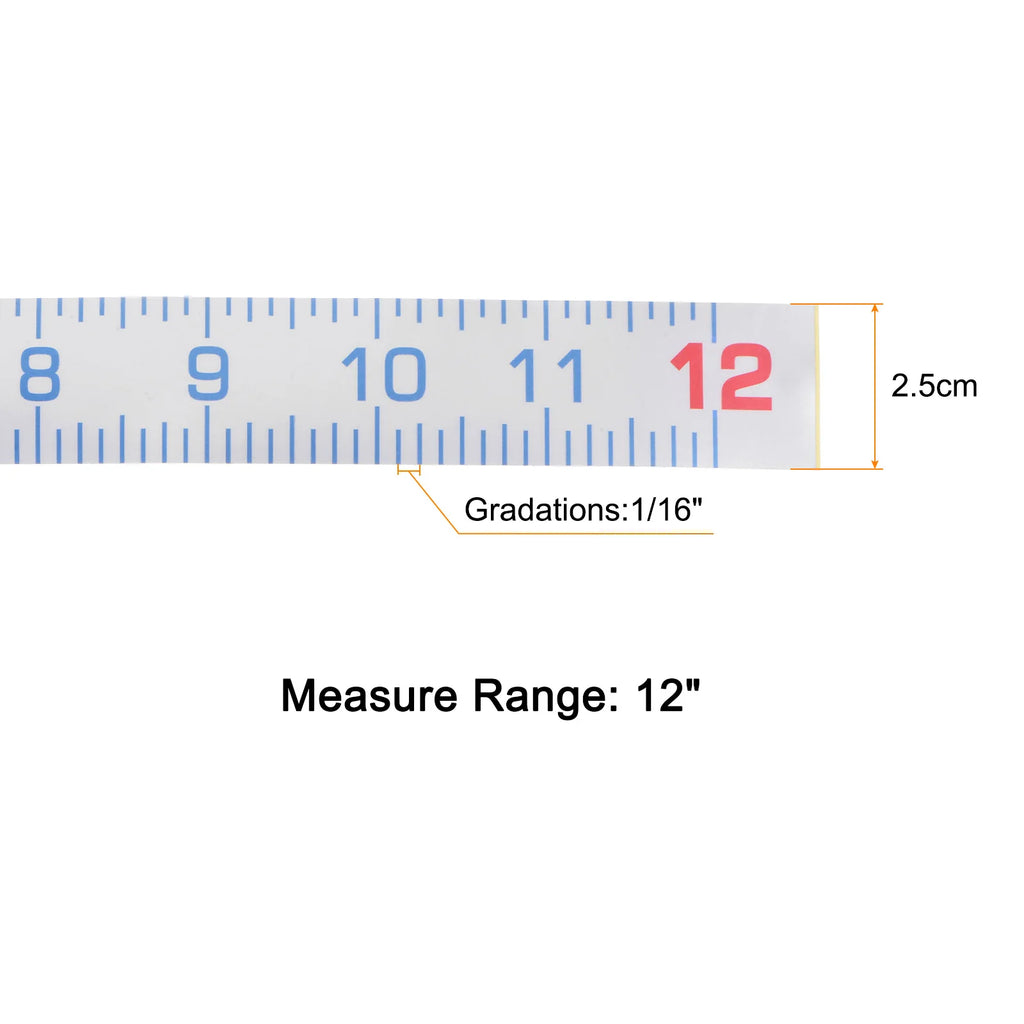 3pcs Self Adhesive Measuring Tape 12 Inch English Reading Waterproof Dustproof Wear-Resistant Peel and Stick Tape Measure