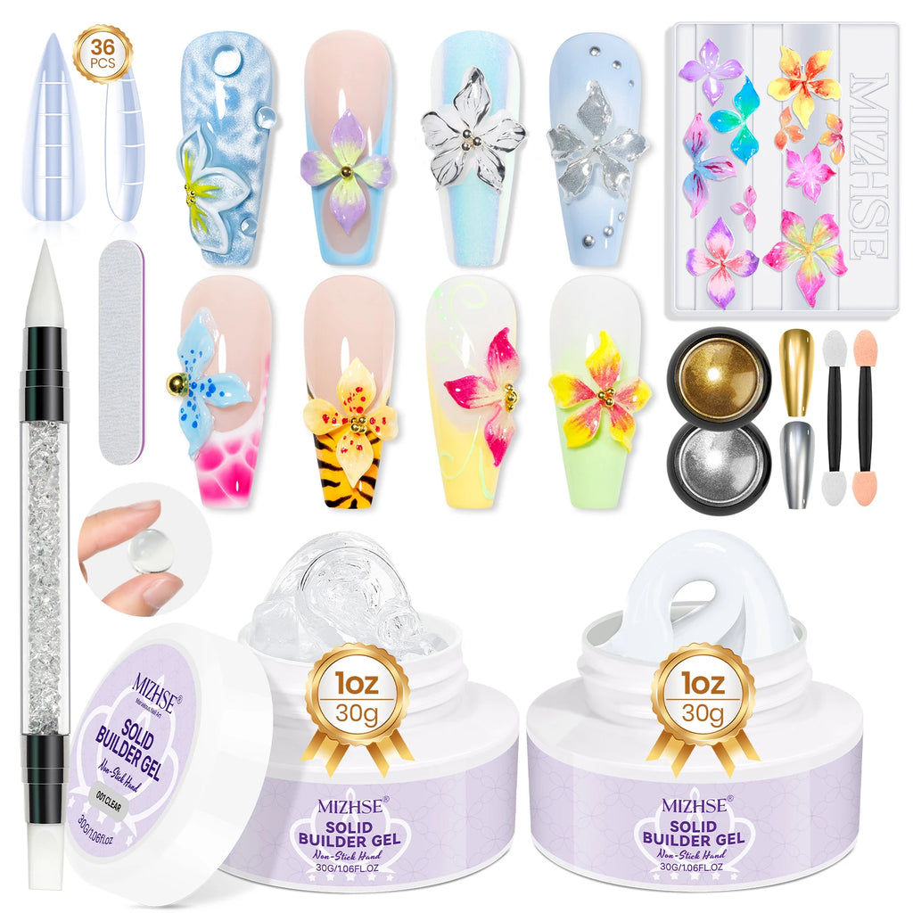 MIZHSE Builder Nail Gel White Milky Hard Clear Gel Polish For Nail Extension Salon Manicure Set Home DIY Professional Nail Art