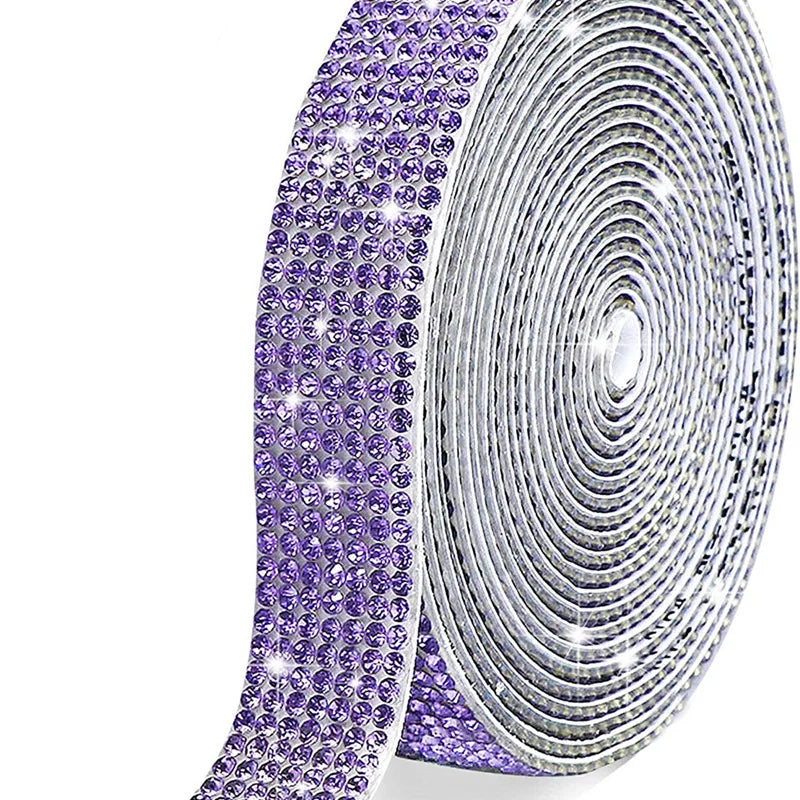 4/8 Row 1Yard Self Adhesive Crystal Rhinestone Sticker Diamond Color Ribbon Strip For DIY Phone Clothes Arts Crafts Decor