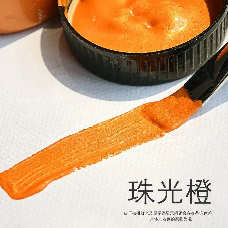 60/100ml Golden Acrylic Paint Metal Pearlescent Hand-painted Gypsum Glue Waterproof and Non-fading DIY Painted Paint