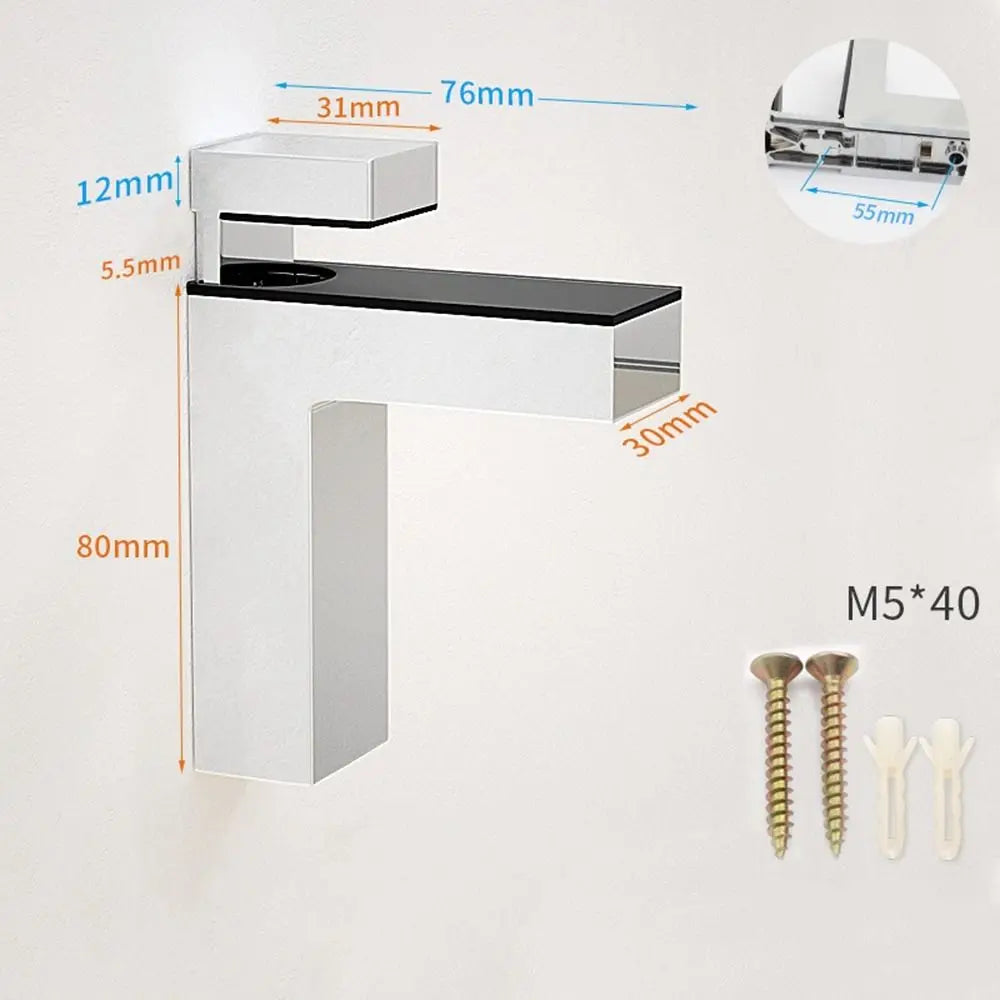 Wall Mount Zinc Alloy Furniture Accessories Cabinet Door clip Glass Door Clamp Frameless Brackets Glass Shelf Holder