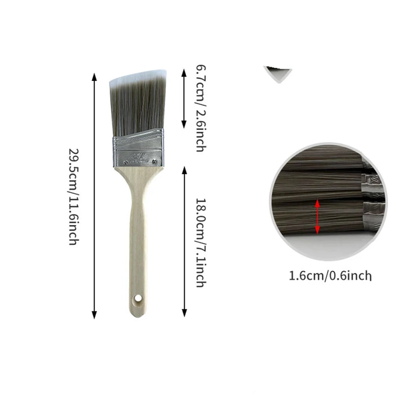 5Pcs Paint Brush Set White Coffee-colored Paint Long-handled Bevel Art-specific Nylon Brushes for Barbecues and Marine Use