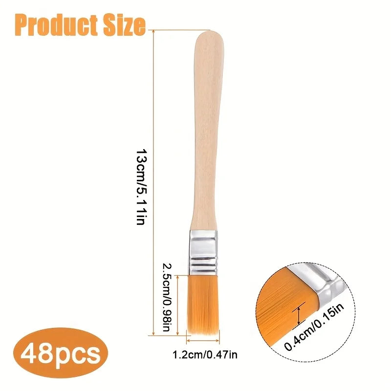 24/48pcs-nylon brushes, short wooden handle art paint brushes, watercolor brushes, wall brushes, art brushes, cleaning tools