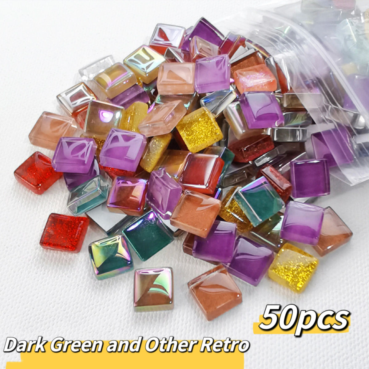 50pcs DIY Ceramic Mosaic Glass Tiles Handmade Mirror Decorative Ceramic Tile Wall Technology Colored Crystal Decorative Material