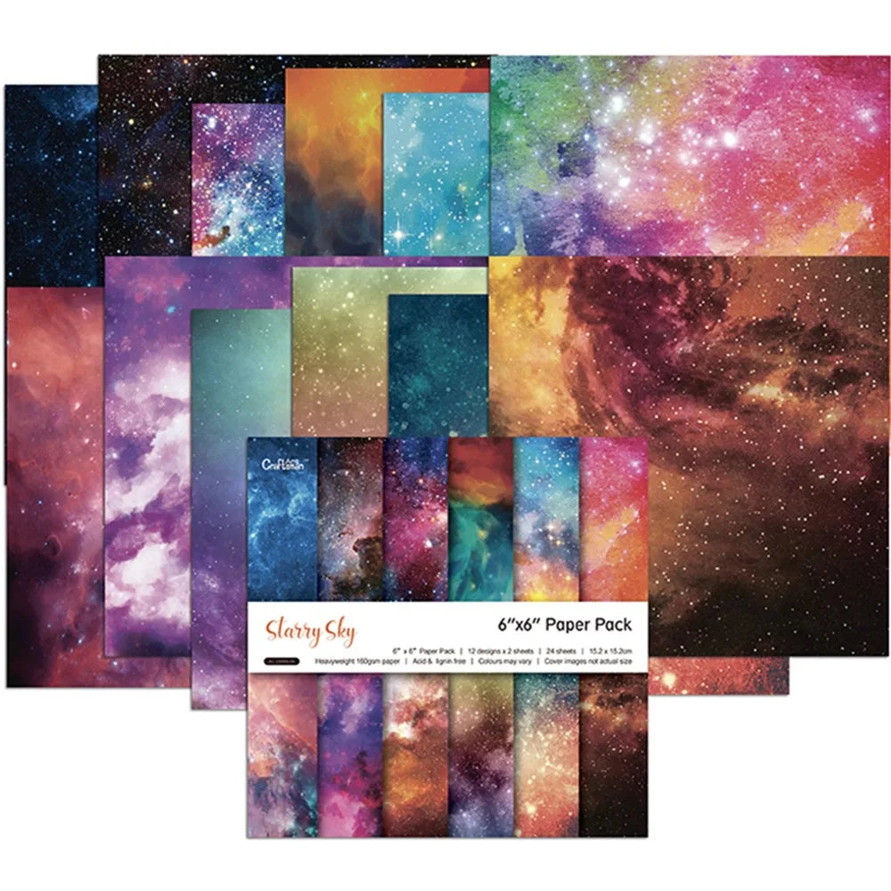 24 Sheets 30x30cm Craft Scrapbooking Paper Pad Watercolored Single-Side Printing Junk Journal Cardstock Supplies for Card