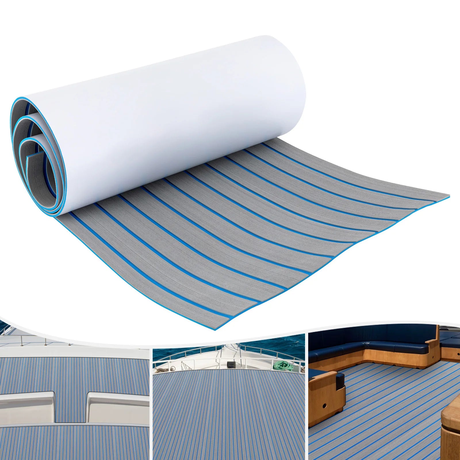 Boat Flooring EVA Foam Decking Sheet Faux Teak Marine Mat Non-Slip Self-Adhesive Flooring Material for RV Yacht 95 x 24inch