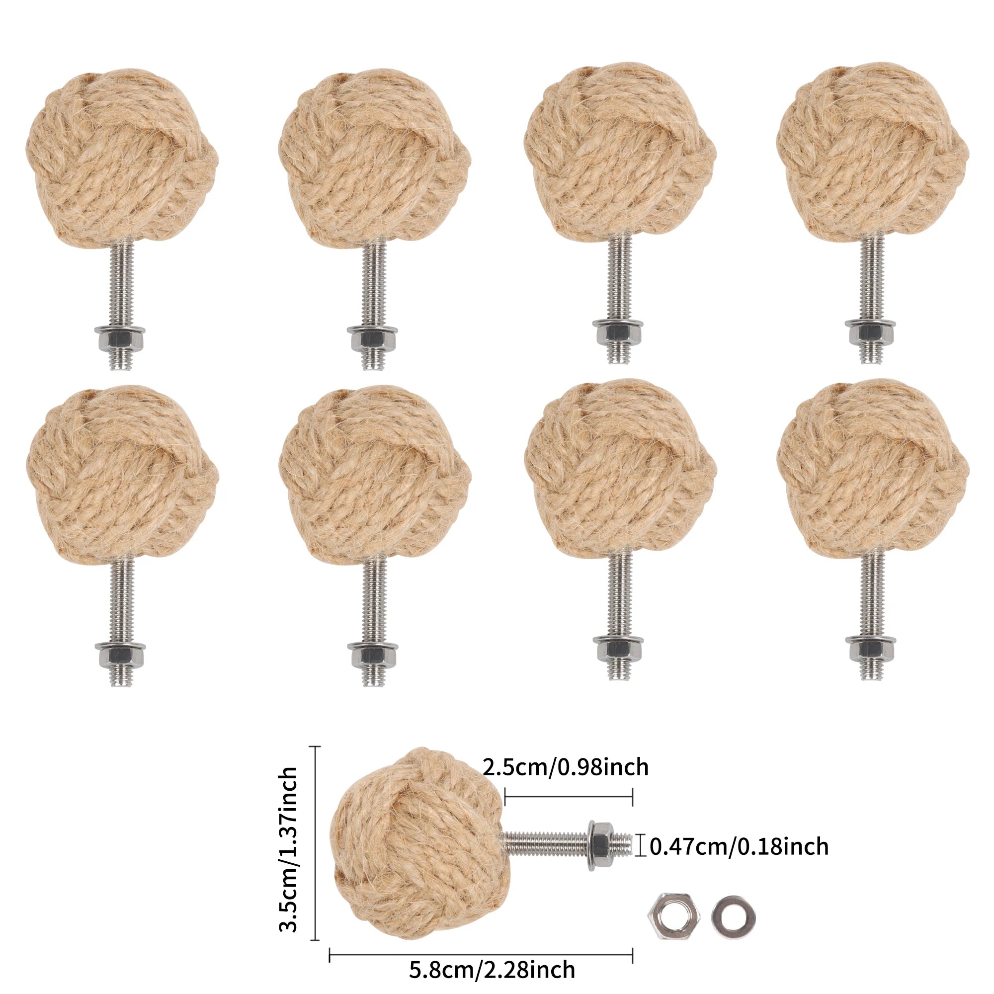 Hemp Rope Drawer Knobs Round Handmade Cabinets Dresser Handles Wood Kitchen Cupboard Wardrobe Door Pulls for Furniture