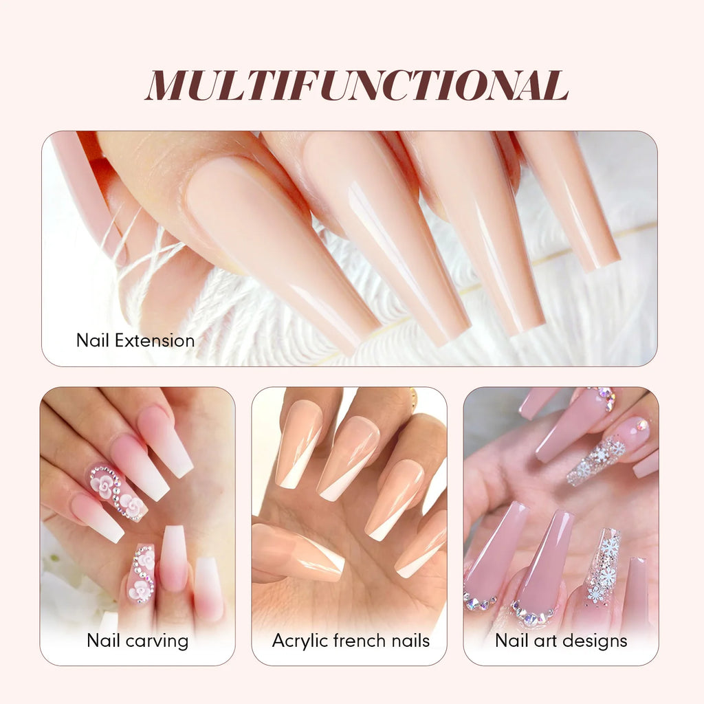 SAVILAND Clear Pink Nudes Acrylic Powder Kit with 30ml Acrylic Liquid Acrylic Nail Brush Nail Forms for Nail Art Salon Home DIY