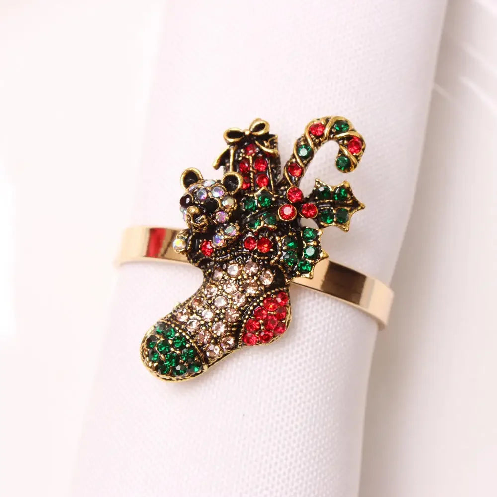 Napkin Rings name Christmas Coconut Table Napkins Holder Wedding metal Red silver Gold Decoration Home 2022 Kitchen Accessories
