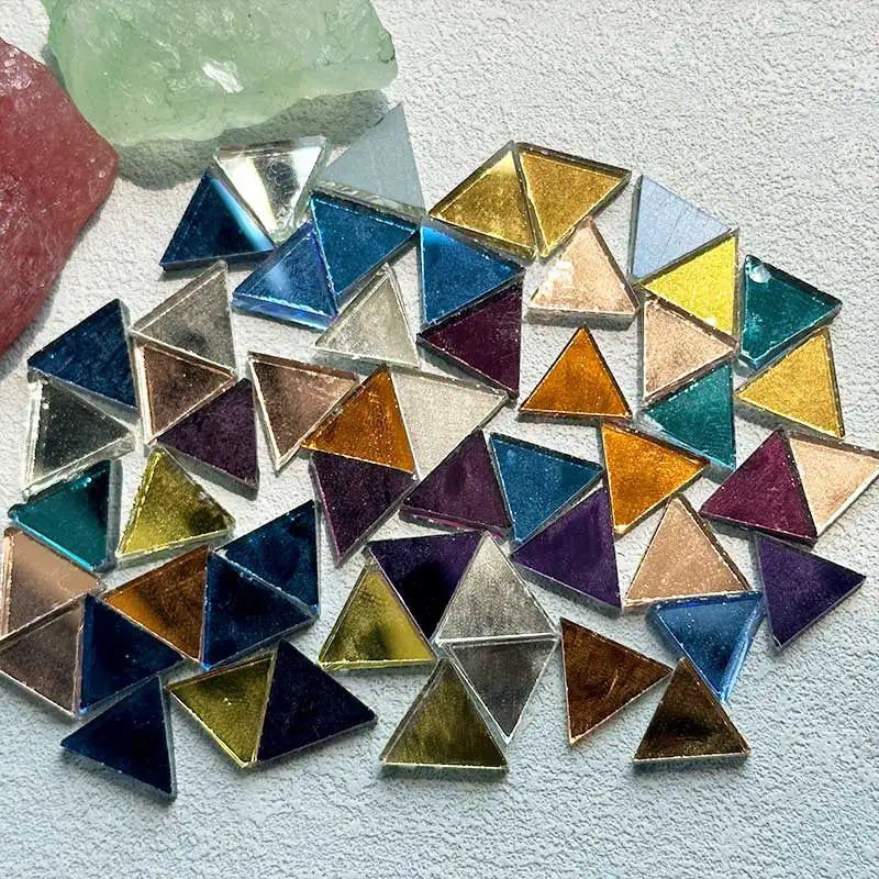 100g Taobao Triangle Mirror Mosaic Tile Colored Glass Tile DIY Mosaic Making Arts & Crafts Accessories 917