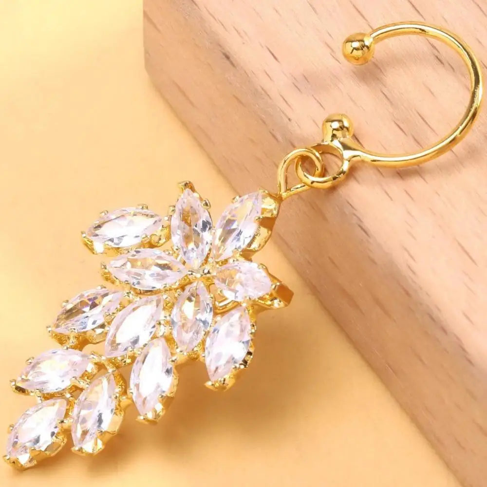 Stonefans Sexy Leaves Lips Ring Zircon High Quality Non Piercing Jewelry Fashion Hip Hop Labret Cuff Accessories Women Nightclub