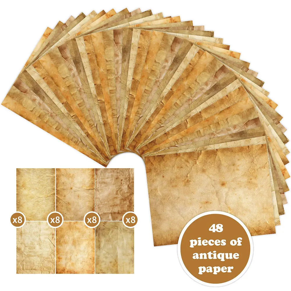 For Fun 48 Sheets Vintage Scrapbook Material Paper DIY Junk Journal Collage Photo Album Retro Background Paper A4 Printing Paper