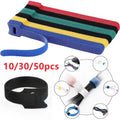 10/30/50pcs Multi-Purpose Fastener Cable Straps Tape Cable Ties Reusable Hook Loop Strips Wire Ties Cables Organizer Cord \][o
