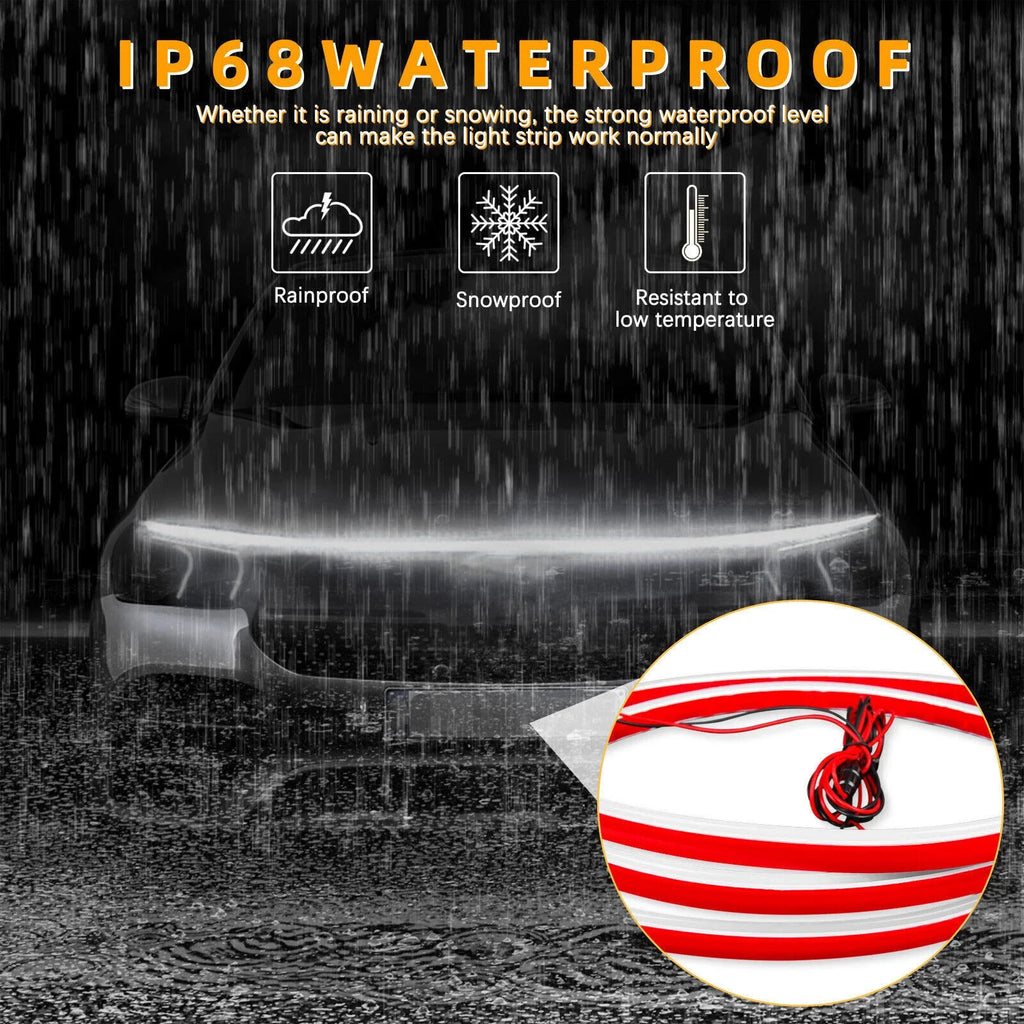 180CM LED Car Hood Lights Strip Engine Hood Light DRL LED Daytime Running Light Strip Flexible Waterproof Car Decor Assecories