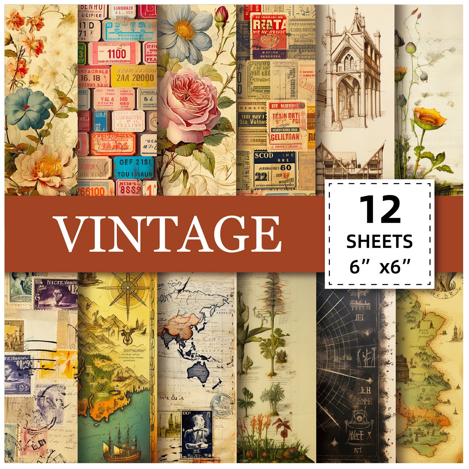 12 Sheet Scrapbooking Paper 15x15cm,  6x6in Scrapbooking Paper Acid-Free Cardstock Backgrounds Card for DIY Art Craft Decoration