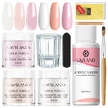 SAVILAND Clear Pink Nudes Acrylic Powder Kit with 30ml Acrylic Liquid Acrylic Nail Brush Nail Forms for Nail Art Salon Home DIY