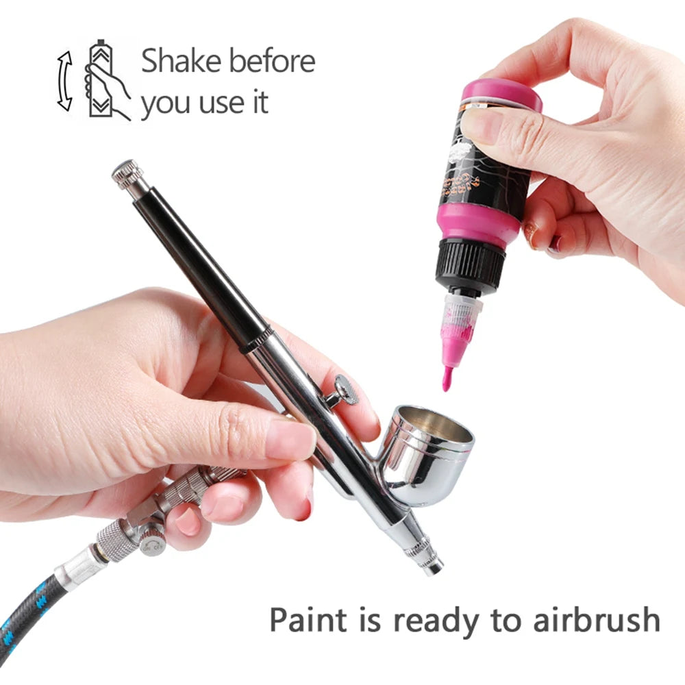 SAGUD Airbrush Paint Set 12/24 Colors 30ML Opaque & Water Based Fluorescent Acrylic Paint for Shoes Nails Art DIY Model Painting
