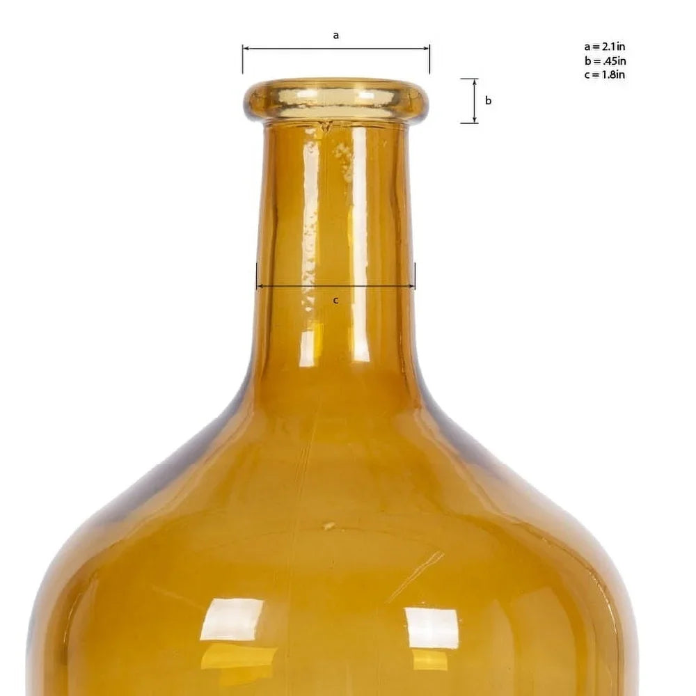 Elegant 12 Inch High Amber Translucent Glass Tabletop Vase Flowers Plants Decorative Centerpiece Durable Easy to Clean Gift