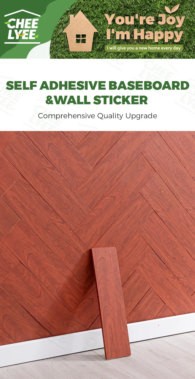 10pcs Self-Adhesive Wooden Stickers Wall Stickers Skirting Lines 10mm Thickness Suitable for All Indoor Places 17.72X4.72In