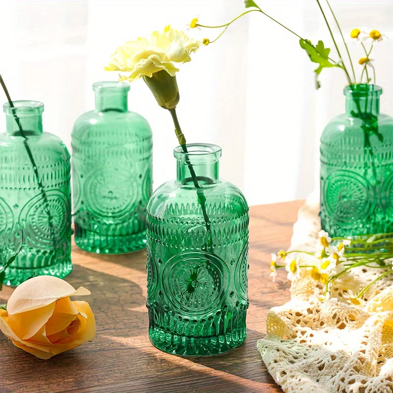 12 Pack Clear Glass Bud Vases, Small Vases For Flowers, Vintage Glass Bottles For Home Office Decor, Centerpieces For Wedding