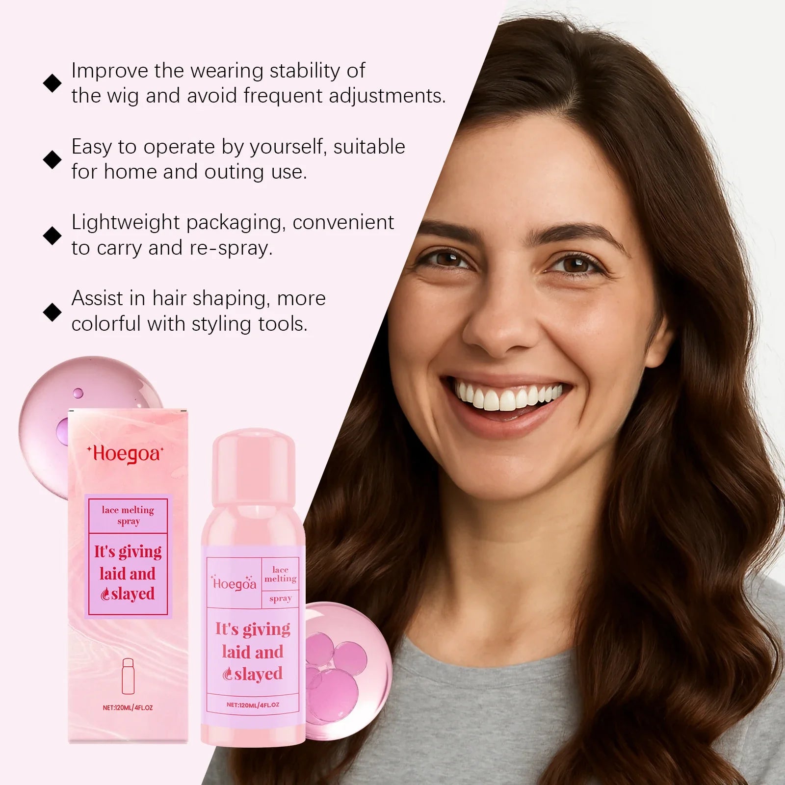 Wig Adhesive Spray Water Resistant For Lace Front Wig Gentle Formula Easy Removal Strong Invisible Waterproof Lace Glue Spray