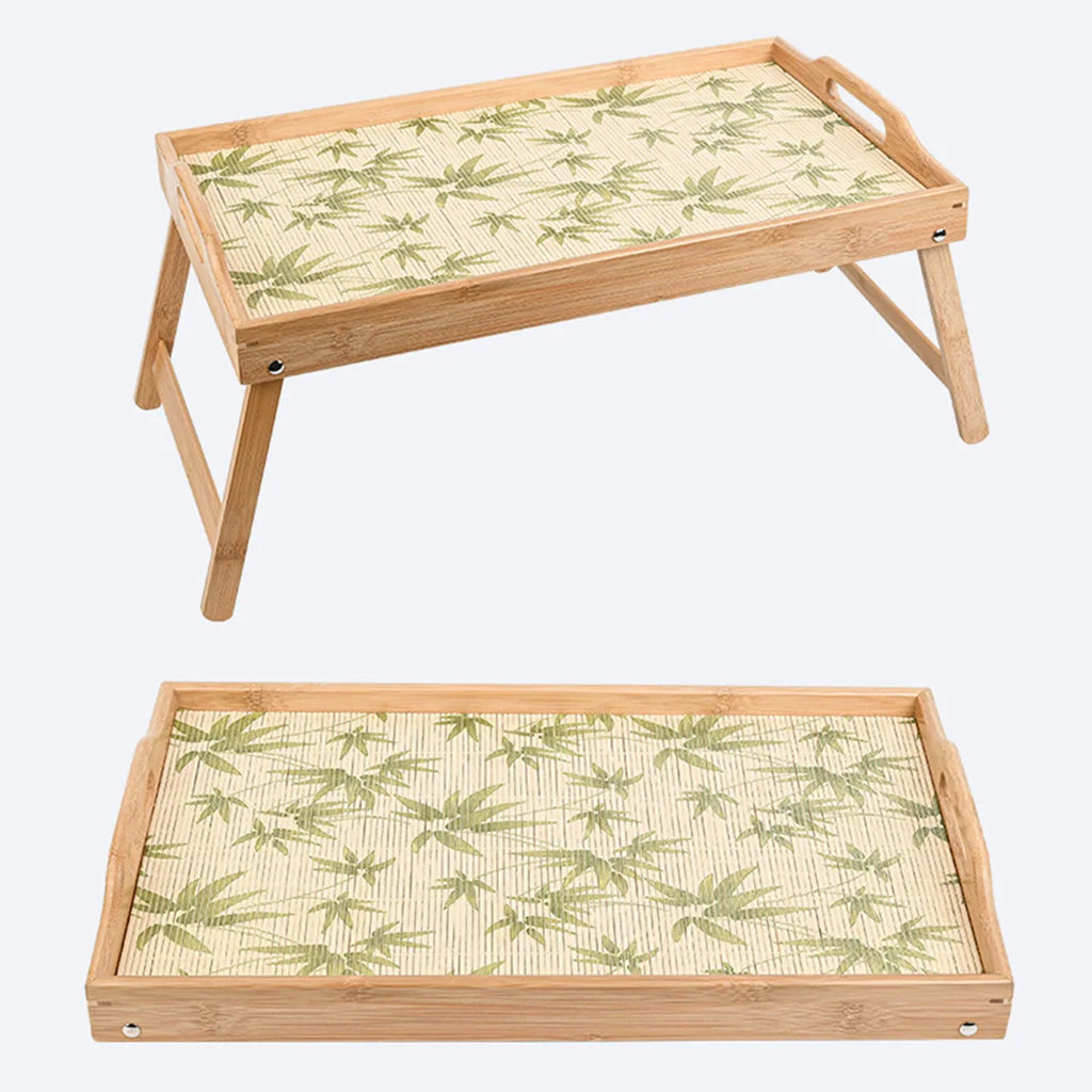 Bamboo Foldable Legs Tray Multi-functional Small Dining Table Tea Tray Movable Breakfast Tray For Desk Bed Counter Living Room