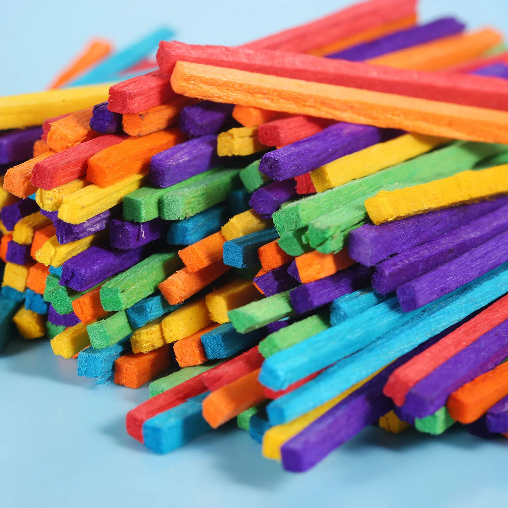 200pcs/set Wood Sticks Match Rods Colorful 3D Puzzle DIY Craft Kids Mathematics Teaching Aids Educational Learning 4.2cm Length