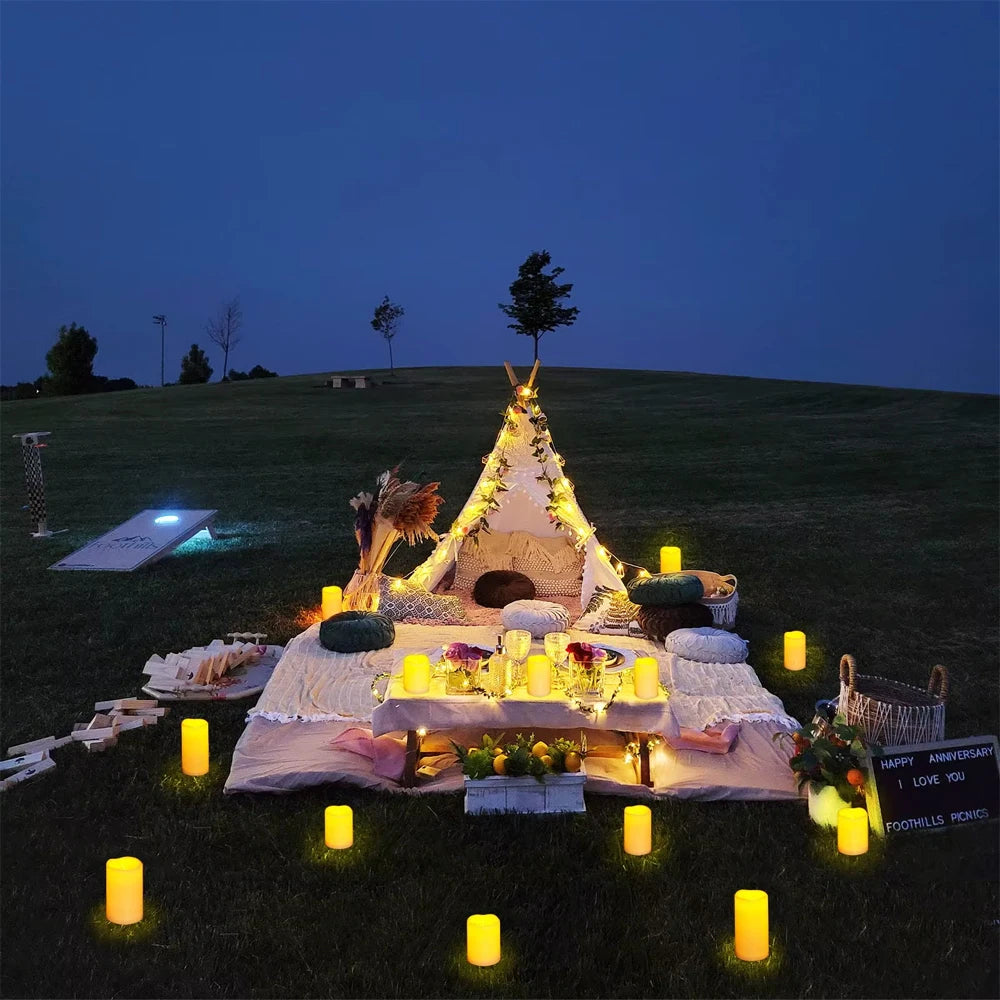Flickering Flameless Candles 3X Battery Operated Flickering Led Candles Flameless Wax Pillar Candles Light Waterproof Pillar Led