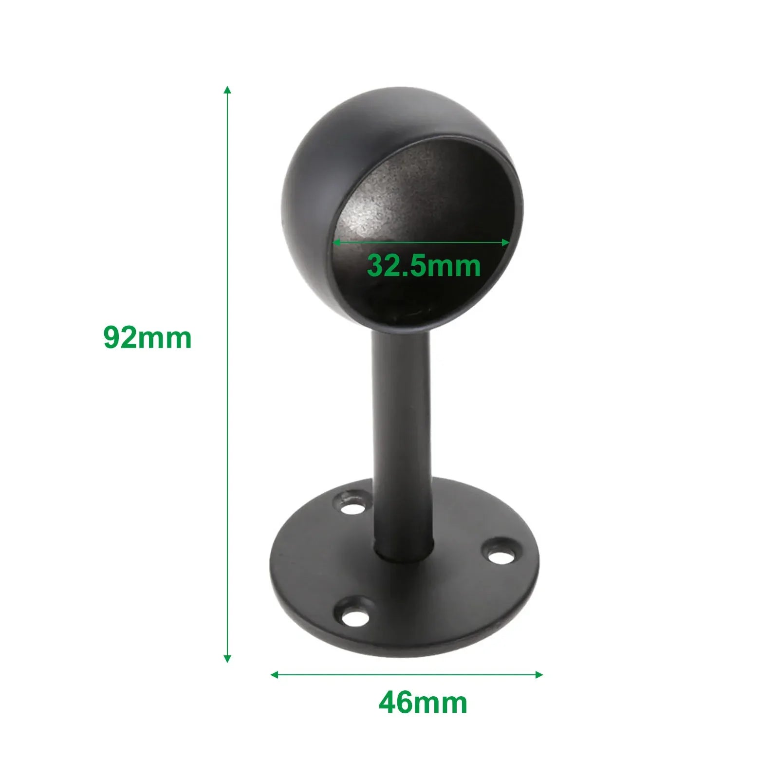 2Pcs Black Steel Closet Pole Socket Brackets Wardrobe Rod Brackets Curtain Rod End Supports Flange Rod Holder 16/19/22/25/32mm